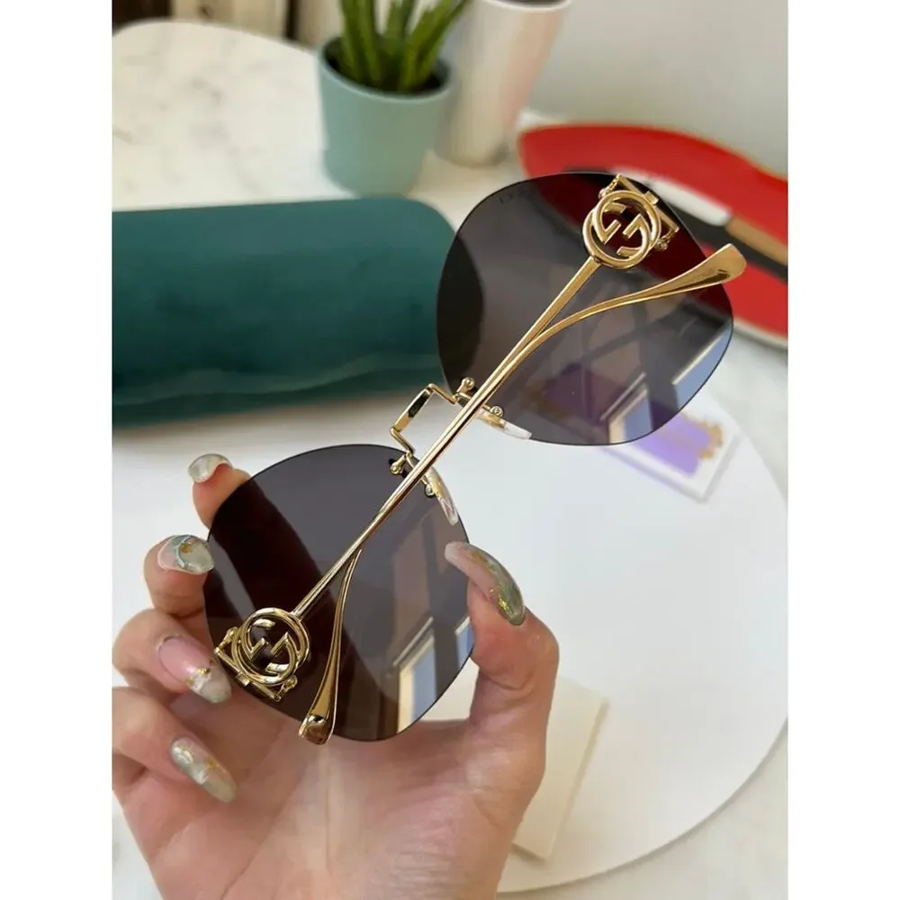 NEW Gucci GG1203S Dark Grey Rimless Sunglasses - Picture 8 of 9